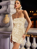 Sexy Sequin Mini Dress Metallic Shiny Glitter Party Dress Women Clothes Sparkling Evening Gown for Parties and Night Out