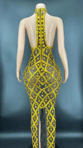Flashing Silver Rhinestone Crystals Fringes Transparent Short Dress Birthday Celebrate Costume Evening Dancer Dress