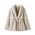 Trendy 2026 Winter Women Brand Faux Mink Fur Peplum Jacket Chic Street Fashion Girls Warm Drawstring Waist Eco Fur Coat