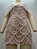 Luxury Beaded Glam Off-the-shoulder One-word Collar Short Dress Socialite Birthday Party Performance Wear Cocktail Formal Gown