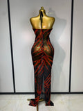 Women Mesh See Through Sparkly Rhinestone Sexy Backless Maxi Long Dress Evening Party Luxury Birthday Dress Shiny Stage Costume