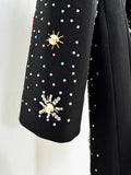 Heavy industry bead Diamonds Slim mini Dresses For Women Stand Neck long Sleeves High Waist Temperament Mini Dress Female