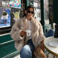 Chic Street Girls Gradient Faux Fur Jacket Women Winter 2026 Fashion Fluffy Fox Fur Coat Female Luxury Outerwear