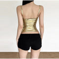 Sexy Bandage Hollow Out Women's Sling Top Slim Sleeveless Backless Pleated Female Vest 2026 Summer Beach Holiday All-match Vests