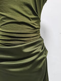 Solid Slimming Dresses for Women Slanted Collar Sleeveless High Waist Temperament Dress Female Fashion