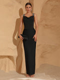 Sexy Backless Diamond Chain Design Bandage Maxi Long Dress 2026 Women'S Sleeveless Bodycon Celebrity Dinner Party Gowns