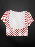 Sexy Dot Print 3 Piece Sets Women Chic Halter Bra Tops+Short Sleeves Crop Tops+Shorts Skinny Beach Vacation Clubwear