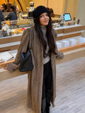 Luxury Faux Fur Maxi Coat Chic Women Open Front Stand‑collar Long Sleeve Oversized Outerwear Winter Autumn New Warm Fashion 2026