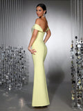 Elegant Banquet Party Gowns Bandage Women's Diamond Sleeveless Off Shoulder Tight Long Dress Solid Celebrity Evening Club