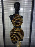Big Crystal Women Sexy Off the Shoulder Hollow Out Bodycon Mini Dress Nightclub Party Celebrate Birthday Cocktail Clothing