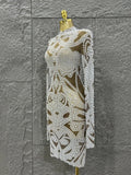 Shinning New High-end Elegant Evening Gown AB Rhinestones Pearls Luxury Long Sleeves Mesh Dress Women Cocktail party