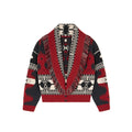 Printed Women Outerwear Tassel V Neck Knit Cardigan Cropped Knit Sweater Loose Drop Shoulder Cut Daily Fashion Wear 2026 Autumn