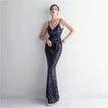 Women Strap Party Maxi Dress Sexy V Neck Evening Dress Celebrity Purple Sequin Dress Long Prom Formal Occasion  Dress