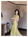 Chinese Style Dress Qipao Traditional Clothing Retro Young Improved Short Sleeve Cheongsam Dress Slim for Women Clothes Wedding