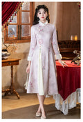 Pink Aodi Qipao Improved Chinese Stye Dress Women Warm Chesongam Princess Style Evening Party Vestidos Hanfu Dress for Lady