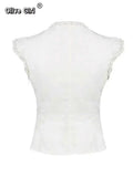 Olive Girl White Romantic Embroidered Top Fairycore 2026 Everyday Wear S-L XS-3XL Plus Size Romantic Garden Party Editorial Not Costume Embroidered Top Chinese Top Blouse Chinese Heritage Fashion Women