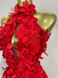 Sexy Hollow Out Sleeveless 3D Flower Red Bodycon Long Bandage Dress Women Evening Party Birthday Elegant Wedding Guest Clothing