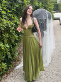 Elegant Women's Halter Long Dress Corset Maxi Pleated Dresses Summer Evening Party Bridesmaid Wedding Guest Gown