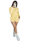 Women's Set Long Sleeve Jacket + Shorts Suit 2025 Summer Streetwear Active Slim Sporty Two 2 Piece Set Outfit Tracksuit