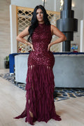 Sexy Sparkly Sequin Patchwork Bodycon Dresses for Woman Ruffle Tassel Dress Female Party Clubwear Long Birthday Outfits
