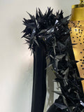 Women Sparkly Gold Rhinestone Black Velvet Long Sleeve Bodysuit Evening Party Club Gala Hosts Night Club Bar Stage Costumes
