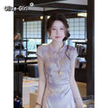 Olive Girl Red Embroidered Qipao for Ren Faire 2026 Garden Wedding Fairycore Photoshoot Everyday Wear S-XXL XS-3XL Plus Size Hand Embroidered Dramatic Silhouette Romantic Garden Party Editorial Not Costume Chinese Heritage Fashion Women