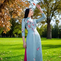 Women Aodai Vietnamese Traditionally Dress Long Qipao Two-piece Wide-leg Pants Cheongsam Aodai Dress Aodai Vetnam Clothing