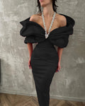 Blue Black Women Sexy Halter Off the Shoulder Crystal Ruffles Bodycon Long Bandage Dress Nightclub Party Birthday Celebrate Wear