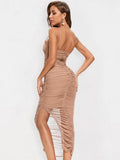 High Quality Sexy Long Bodycon Draped HL Bandage Dresses Women Spaghetti Straps Organza Mesh Maxi Dresses Party Club