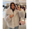 Fashion Women Solid Lapel Faux Fur Coat Long Sleeve Fluffy Loose Short Cardigan Jacket Winter Lady Thicken Warm Outwear