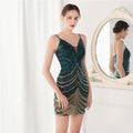 Elegant Women Short Evening Dress Sexy Straps Sequin Slim Bodycon Party Dresses Black Gold Female Vestidos De Soiree