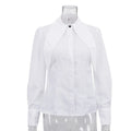 French Simple White Shirt for Women Notched Collar Long Sleeve Fashionable Commuter Cardigan Blouse Female Autumn