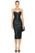 Black Foil Color Women Sexy Strapless Bodycon Bandage Dress Fashion Celebrate Evening Party Birthday Photo Shoot Dress