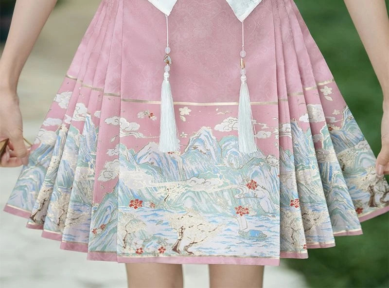 Olive Girl Red Embroidered Ma Mian Skirt for Ren Faire 2026 Garden Wedding Fairycore Photoshoot Everyday Wear S-XL XS-3XL Plus Size Hand Embroidered Dramatic Silhouette Romantic Garden Party Editorial Not Costume Chinese Heritage Fashion Women