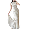 Olive Girl Dramatic Qipao for Garden Wedding 2026 Fairycore Photoshoot Everyday Wear S-XXL XS-3XL Plus Size Dramatic Silhouette Romantic Garden Party Editorial Not Costume Qipao Cheongsam Chinese Dress Chinese Heritage Fashion Women