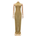 Summer Sexy African Women Wedding Evening Backless Mesh See Through Night Club Maxi Dress Black Gold African Dresses