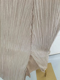 Gold Pleated Tunic Fish Bone Dresses for Women Square Collar Sleeveless Casual Party Split Evening Dress Female New