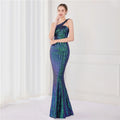 High Quality Women Design Maxi Dress Sexy One Shoulder Sequin Evening Dress Party Night Elegant Long Prom Dress Vestidos