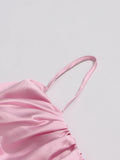 Elegant Backless Evening Dress for Women V Neck Sleeveless High Waist Patchwork Folds Loose Maxi Dresses Female New