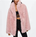 Winter Imitation Fox Fur Mid-length Coat For Women Fashion Artificial Lapel Thicken Streetwear Faux Fur Jacket Lady
