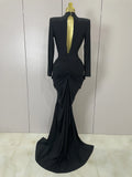 Sexy 2026 New Deep V-Neck  Long Sleeve Bodycon Long Dress Women Spring Elegant Evening Party Celebrate Cocktail Outfit Vestido