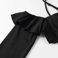 Solid Two Piece Set  for Women Halter Sleeveless Top High Waist Temperament Long Skirt Sets Female