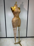 Women Luxury Black Mesh See Through Crystal Diamond Bodycon Dress Sexy Evening Party Club Nightclub Dress Singer Stage Costume