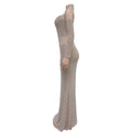 Beautiful Rhinestone Sheer Mesh Maxi Dress With Gloves Glam See-Through Diamonds Long One-Piece Dress Birthday Outfits
