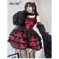 Olivegirl Black and Red Lolita Dress JSK Sweet Hotsweet Iolita Dress Cute Anime Cosplay Female Dress Birthday Party Party