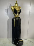 Women Vacation Beach Style Celebrate Birthday Party Outfit Sexy White Halter Sequined Hollow Out Transparency Long Maxi Dress