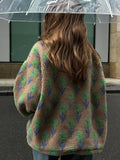Fleece Printing Sweatshirt Women's Half-Zip Sweatshirt Fleece Loose Turtleneck pullover Female Winter Leisure Sweatshirt