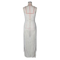 2026 Sexy Hollow Out Kintting Long Dress See Through Crochet Lace-up Bandage Fringed Tube Dress Women Beachwear Vestidos