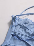 Hot Girl Blue Maxi Dresses for Women Square Collar Sleeveless Patchwork Embroidery Party Fishtail Dress Female New