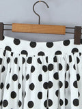 Beach Party Two Piece Set for Women Halter Neck Sleeveless Vest High Waist Polka Dot A Line Midi Skirt Suit Female